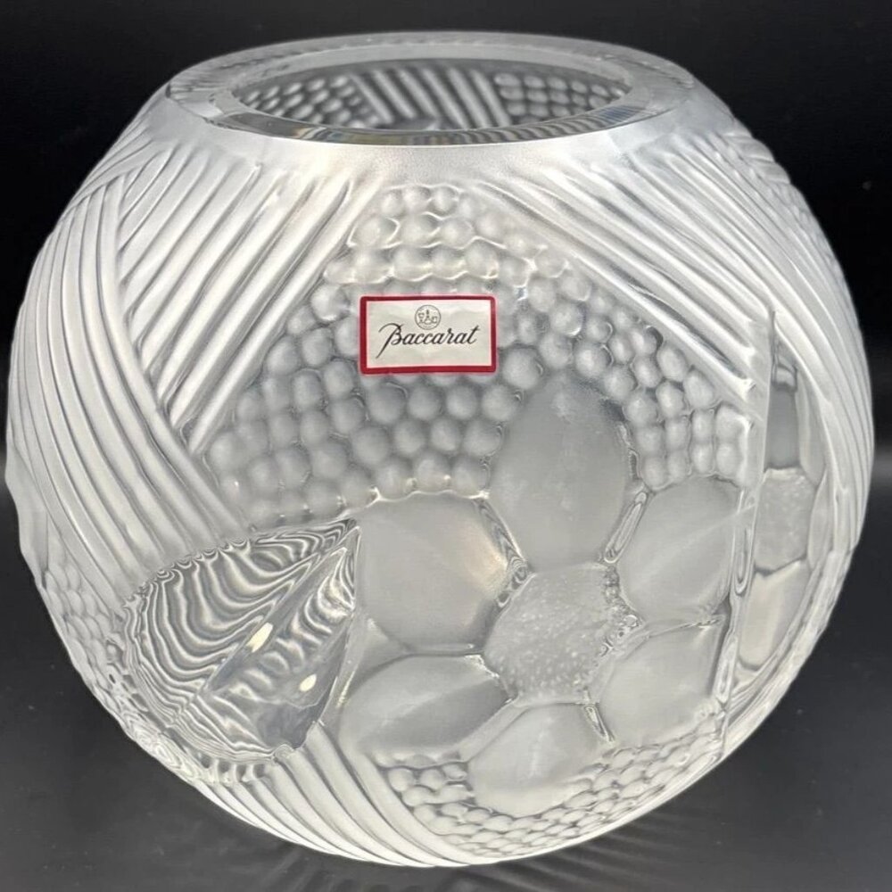 Baccarat Florelia frosted crystal bowl vase with original box